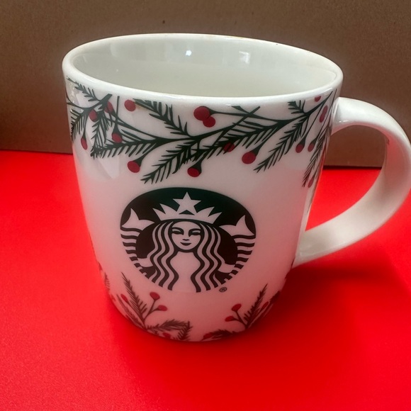 Starbucks Coffee Mug Cup Bone China Christmas 2020 Holly Logo Holiday 12 oz - Picture 1 of 6